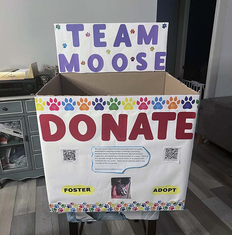 Team Moose Donation box around SW Florida